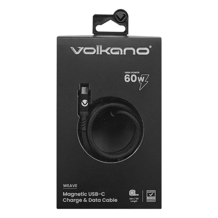 Volkano Weave Series 60w Magnetic Type-C Cable - Black - Image 2