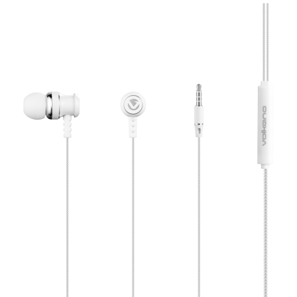 Volkano Earphones with Mic - Stannic Series - White