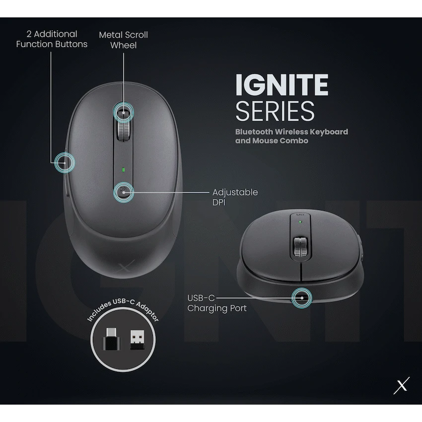 VolkanoX Ignite Bluetooth Wireless Keyboard and Mouse Combo - Graphite - Image 20