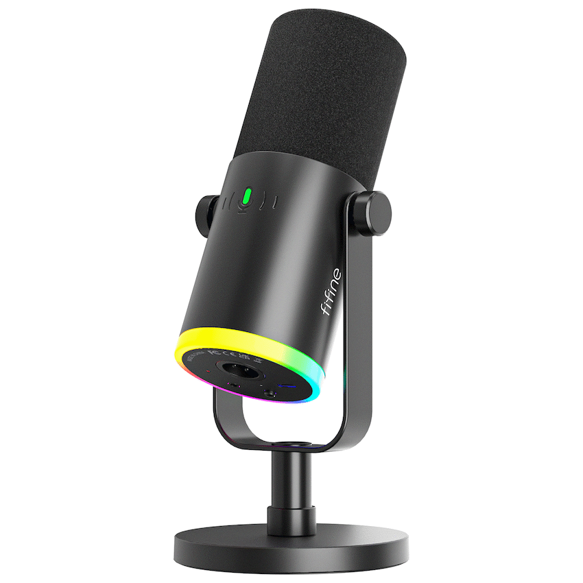 Fifine AM8 NEO RGB Dual Port Microphone with Stand - Image 3