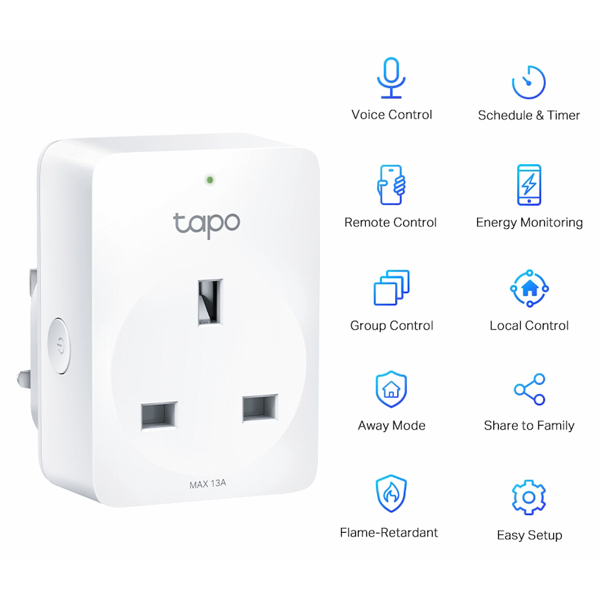 TP-Link Tapo P110 13A 2 Pin Shuco Smart Wi-Fi Plug, Power Monitoring - Image 3