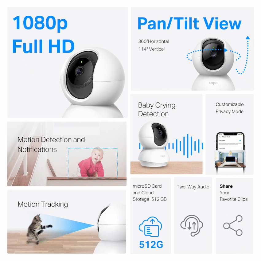 TP-Link Tapo C200P2 Pan/Tilt Home Security Wi-Fi Camera - Image 3