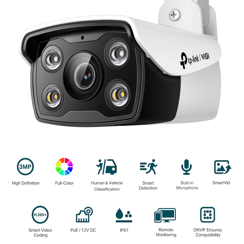 TP-Link Vigi C330 3MP 2.8mm Outdoor Full-Color Bullet Network Camera - Image 3
