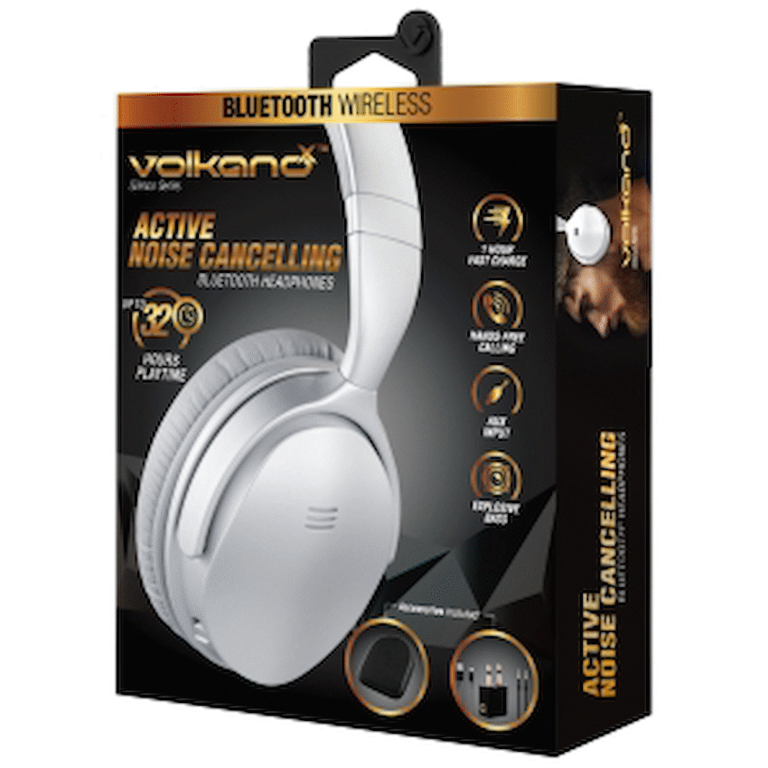 VolkanoX Silenco Series Active Noise Cancelling Bluetooth Headphones - Silver - Image 3