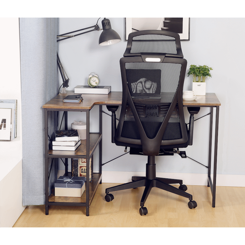 Everfurn Anthony L-Shaped Corner Work Desk - Steel Frame - Image 3
