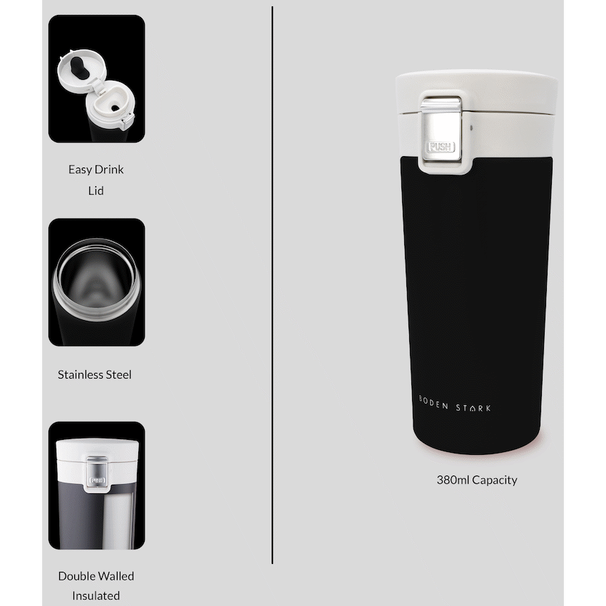 Boden Stark 380ml Travel Mug - Black - Image 3