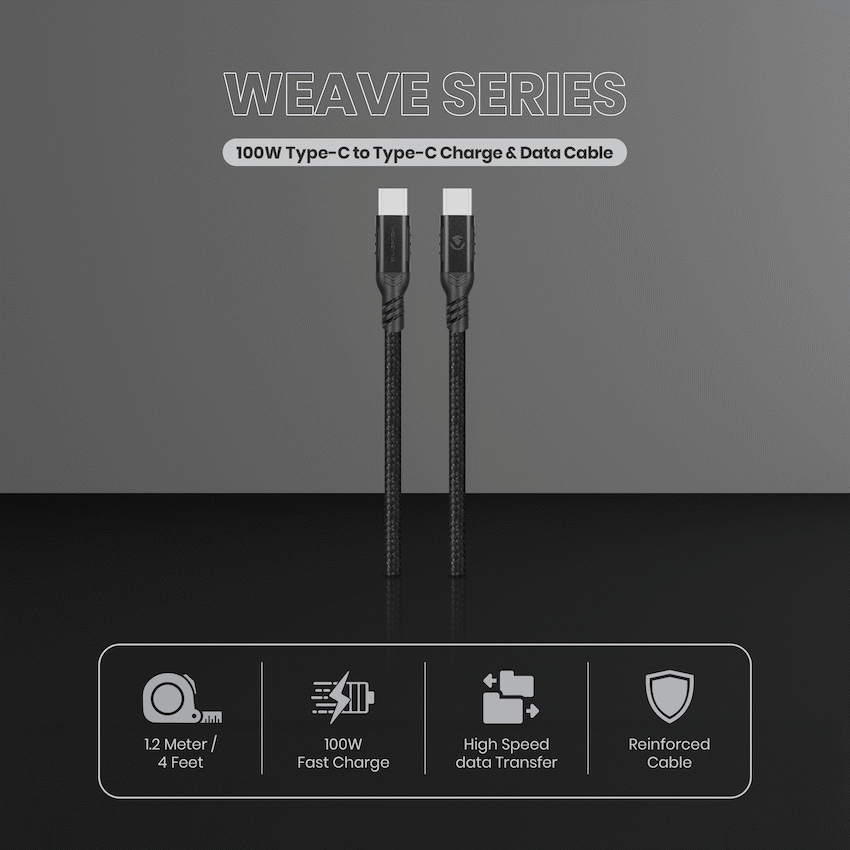 Volkano Weave Series 100w Type-C to Type-C 1.2m - Image 3