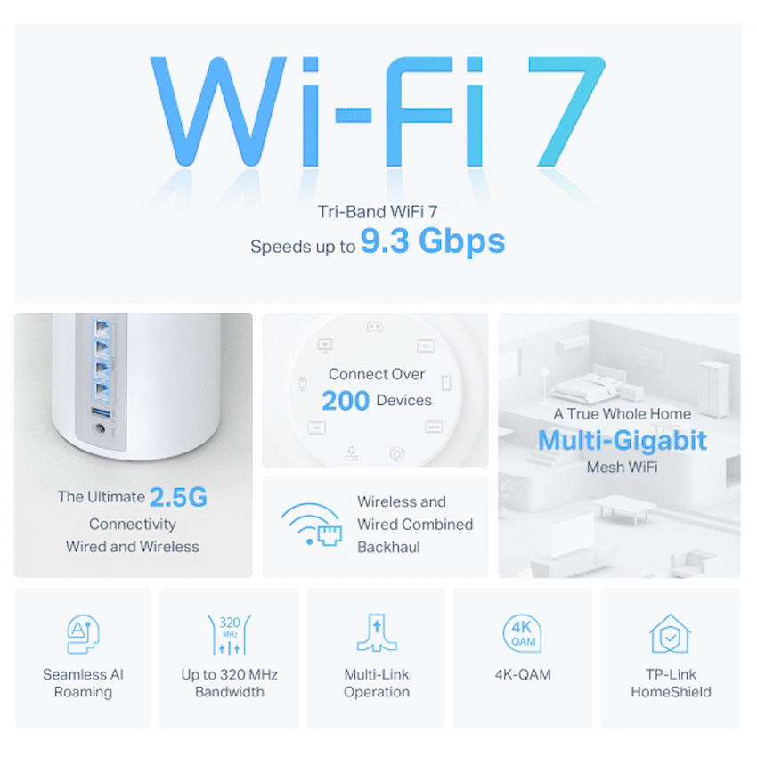 TP-Link Deco BE65 (1 Pack) BE9300 Whole Home Mesh Wi-Fi 7 System - Image 3