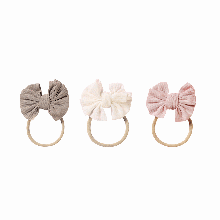 Echo Baby Bow Headbands - Set of 3 (Bone, white, pink) - Image 3
