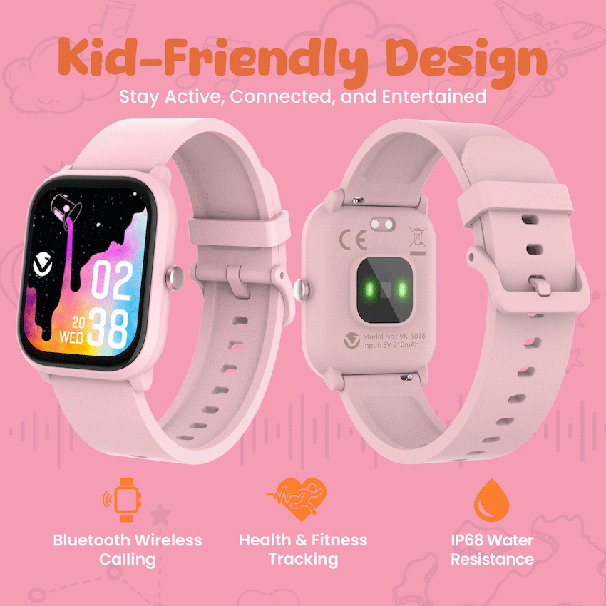Volkano Vivo Series Kids Smart Watch - Pastel Pink - Image 3