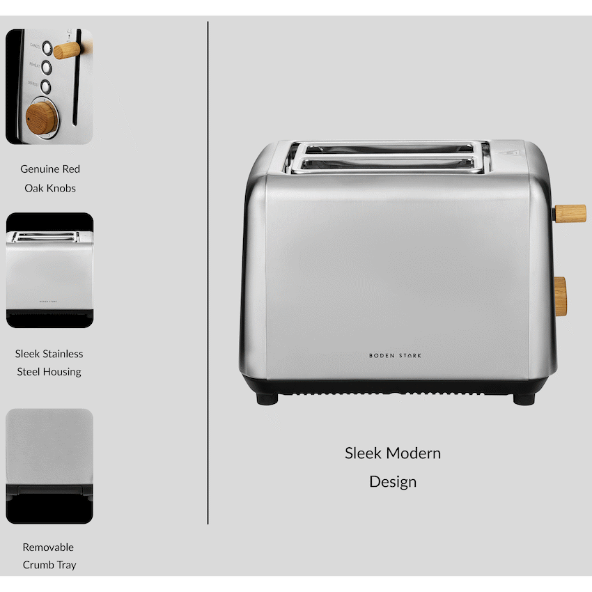 Boden Stark Anson Collection 2-Slice Stainless Steel Toaster - Image 3