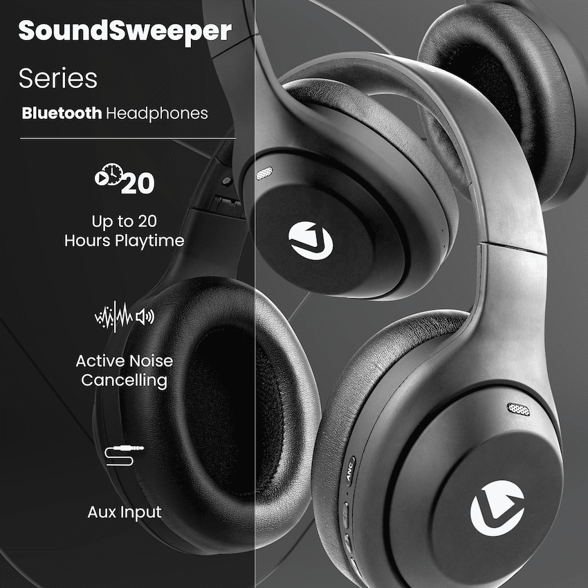 Volkano SoundSweeper Series Active Noise Cancelling bluetooth Headphones - Black - Image 3