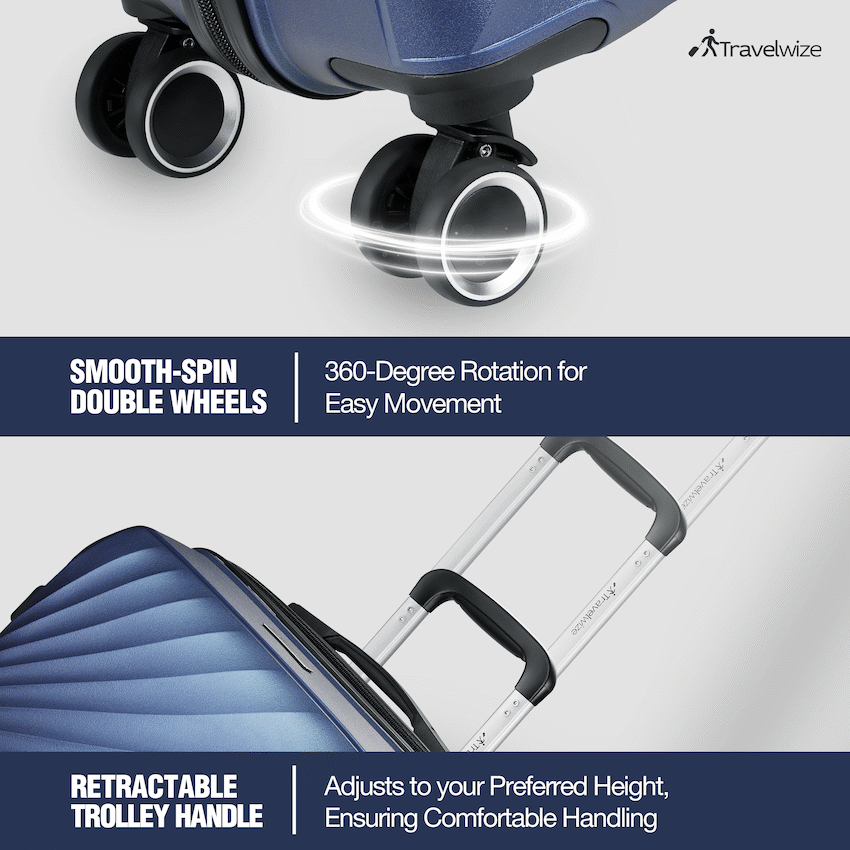 Travelwize Quartz PP 55cm 4-Wheel Spinner Luggage - Navy - Image 3