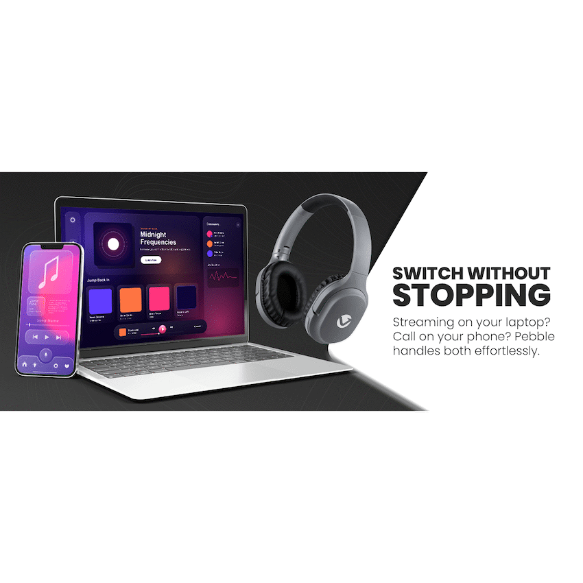 Volkano Pebble Series Bluetooth Headphones - Dark Grey - Image 3