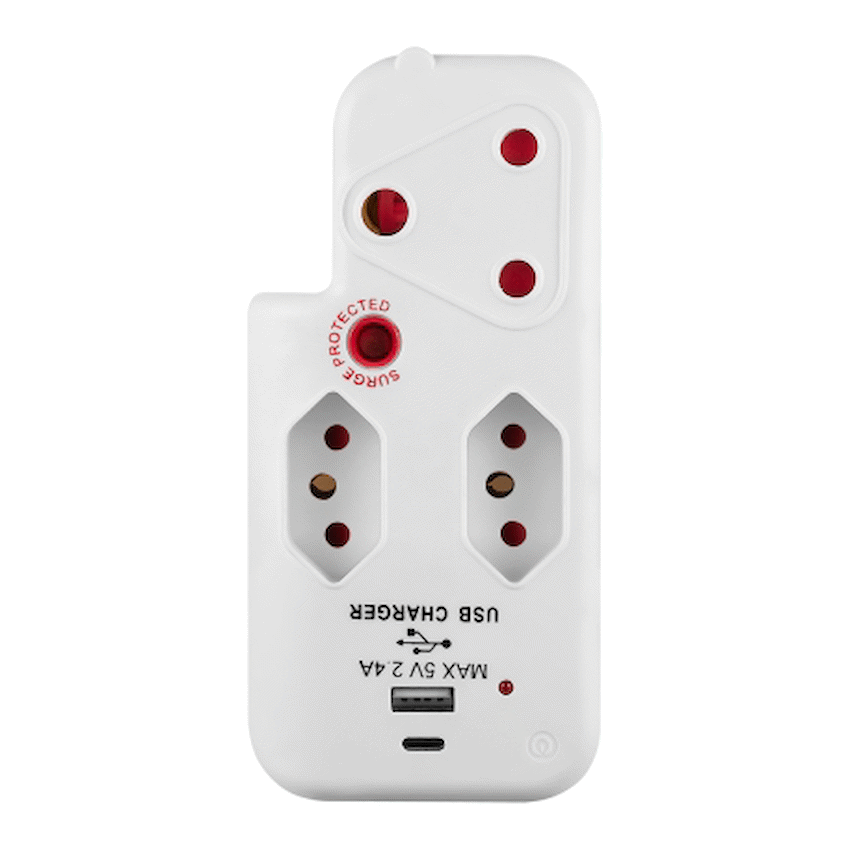 Ellies 3 Way Surge Adaptor with Type C + USB - WT - Image 3