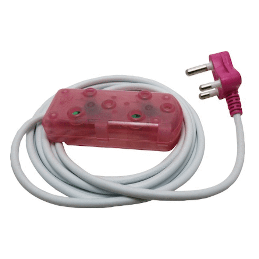 Ellies 2-Way Light-Duty Coloured Extension Lead - 5m - Image 3
