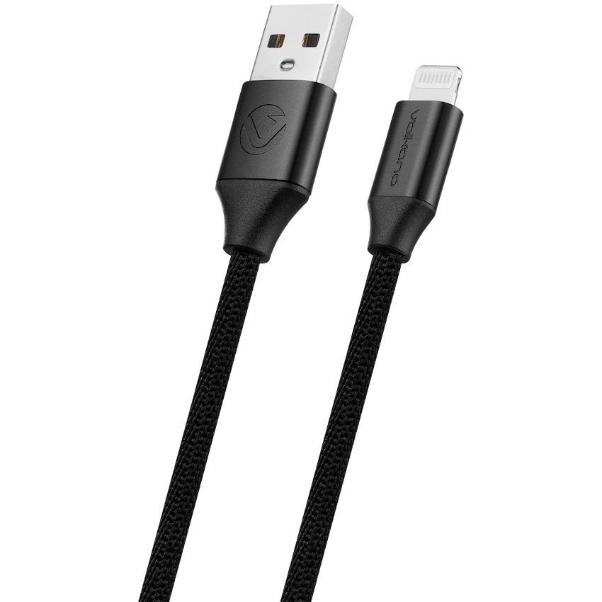 Volkano Weave Series Fabric Braided MFI Lightning Cable 12w 3m - Black - Image 3