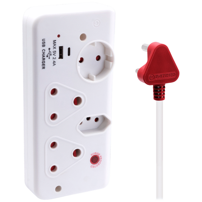 Ellies 4-Way Surge Multiplug with USB-A+USB-C 0.5m - WT - Image 3
