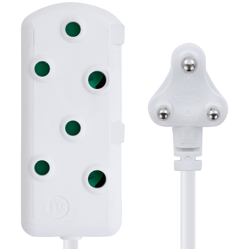 Switched Light Duty Side by Side (SBS) Extension Leads 5m - WT - Image 3