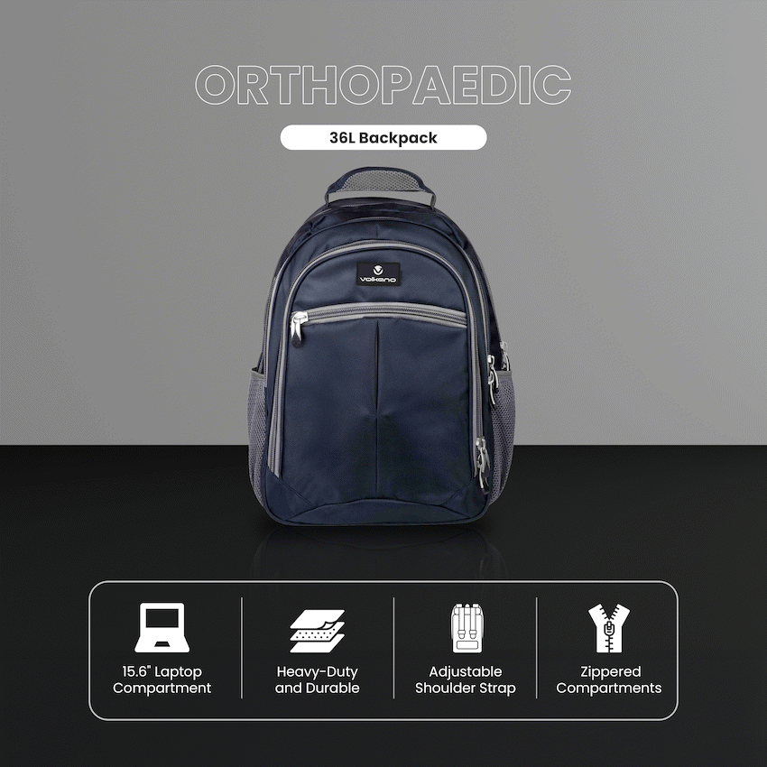 Volkano Orthopaedic Backpack 27L - Navy/Grey - Image 3