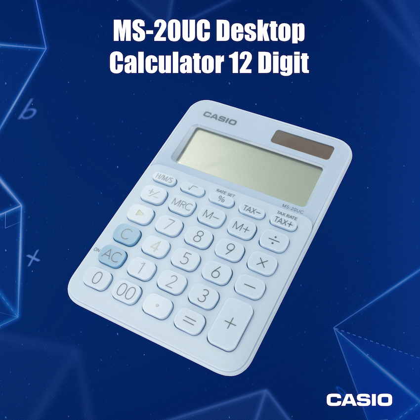 Casio MS-20UC - Desktop Calculator 12-Digit - Light Blue - Image 3