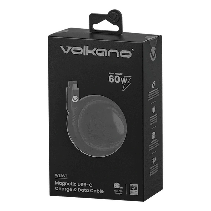 Volkano Weave Series 60w Magnetic Type-C Cable - Black - Image 3