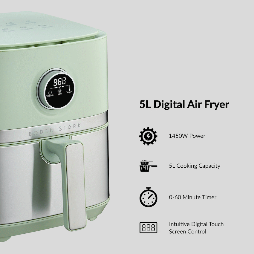 Boden Stark 5.0L Digital Air Fryer Green - Image 4