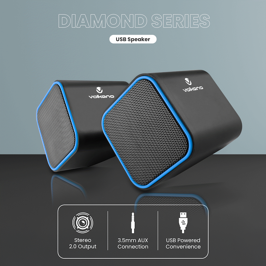 Volkano Diamond Series USB Speaker - Blue - Image 4
