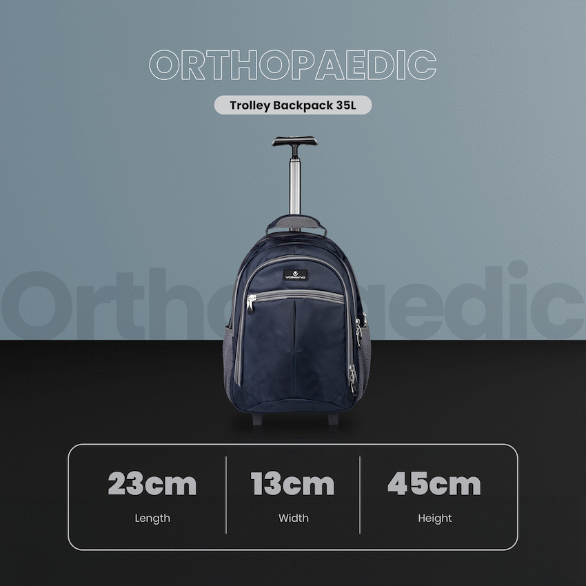 Volkano Orthopaedic Trolley Backpack 35l - Navy/Grey - Image 4