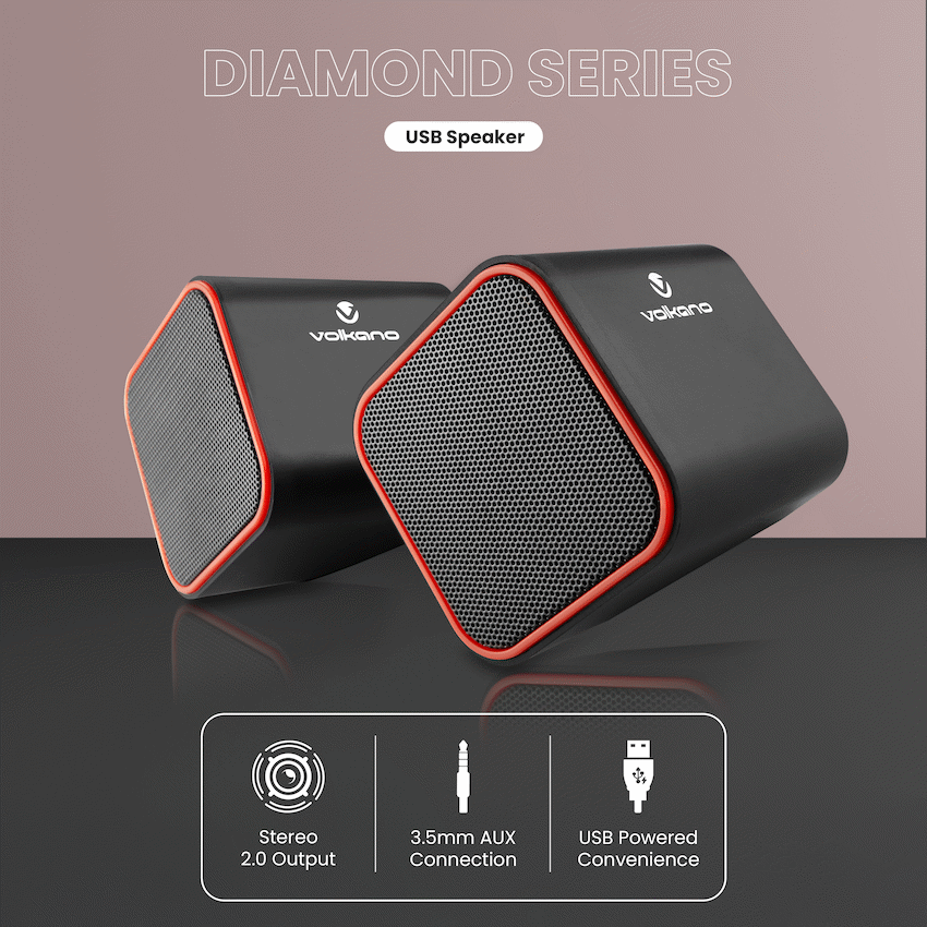 Volkano Diamond Series USB Speaker - Red - Image 4