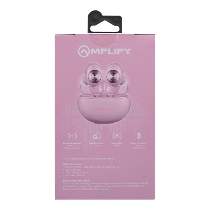 Amplify Zodiac 3 True Wireless Earphones - Pink - Image 4