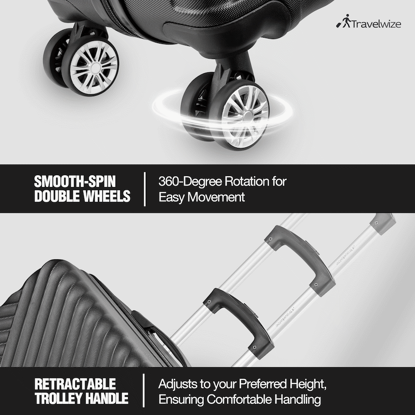 Travelwize Astra ABS 67cm 4-Wheel Spinner Luggage - Black - Image 4