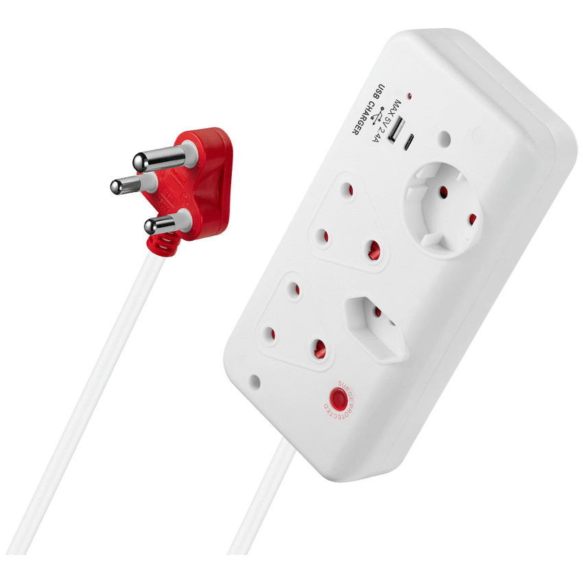 Ellies 4-Way Surge Multiplug with USB-A+USB-C 0.5m - WT - Image 4