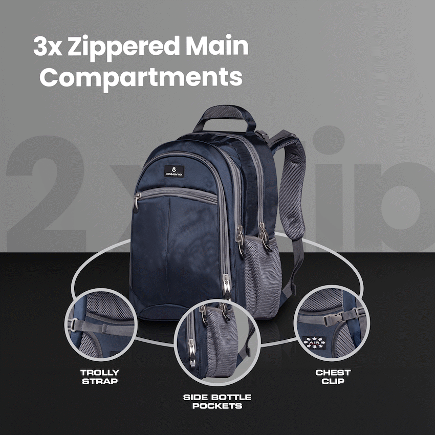 Volkano Orthopaedic Backpack 27L - Navy/Grey - Image 4