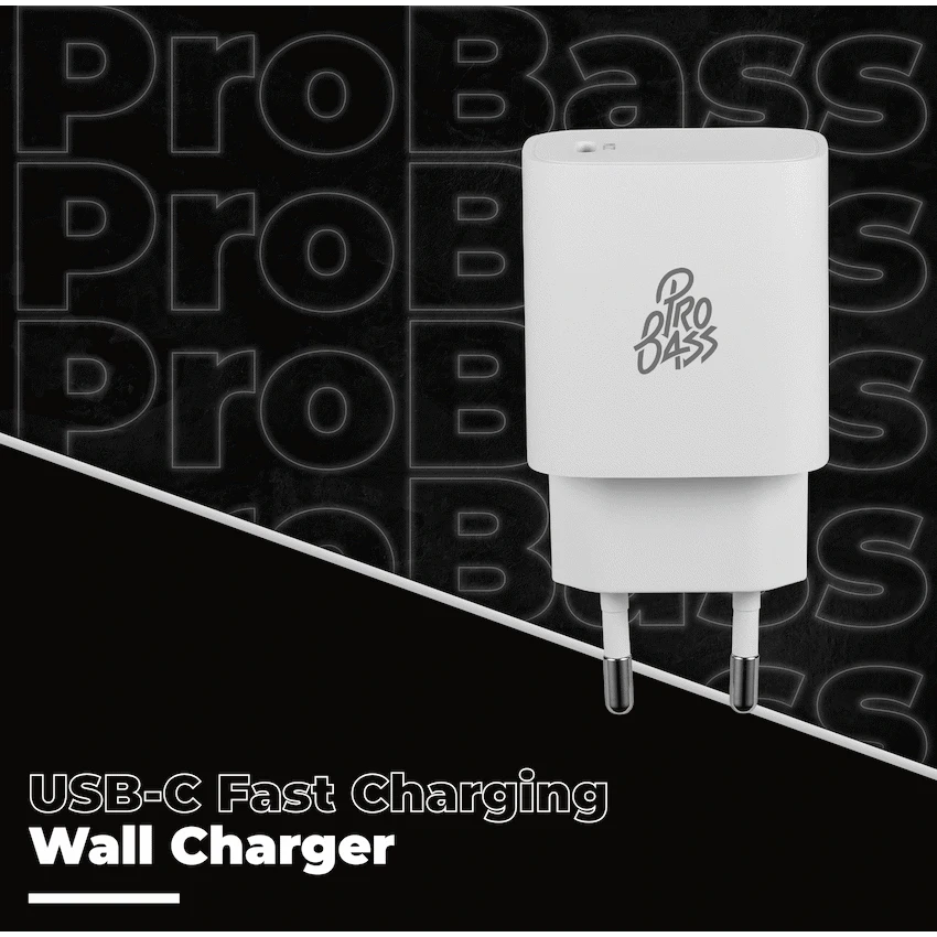 Pro Bass RapidCharge Series 20w Single Type-C Wall Charger - White - Image 4