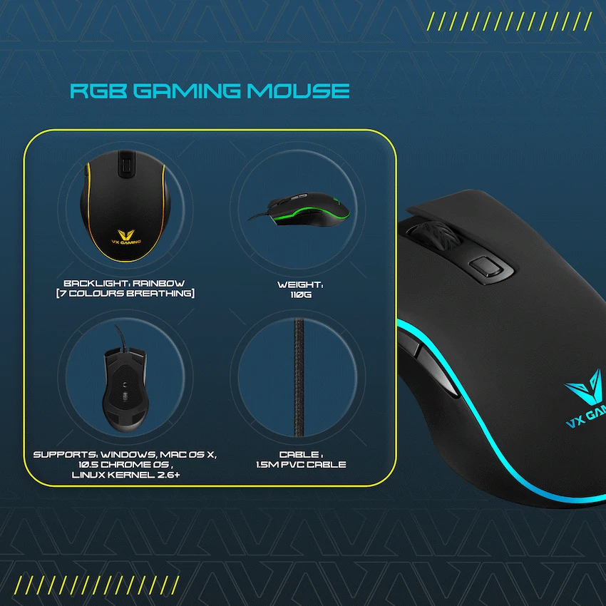 VX Gaming Hypnos Series Gaming Mouse with Rainbow Lighting - Image 4