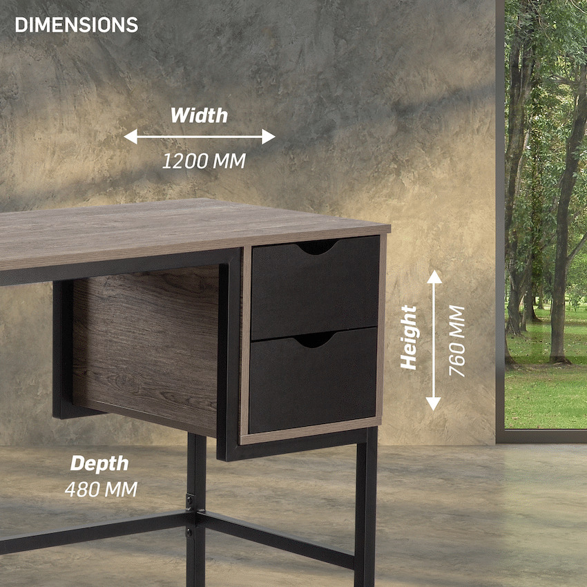 Everfurn Rampart Office Desk with Two Drawers, Powder-Coated Steel, Adjustable Feet - Image 5