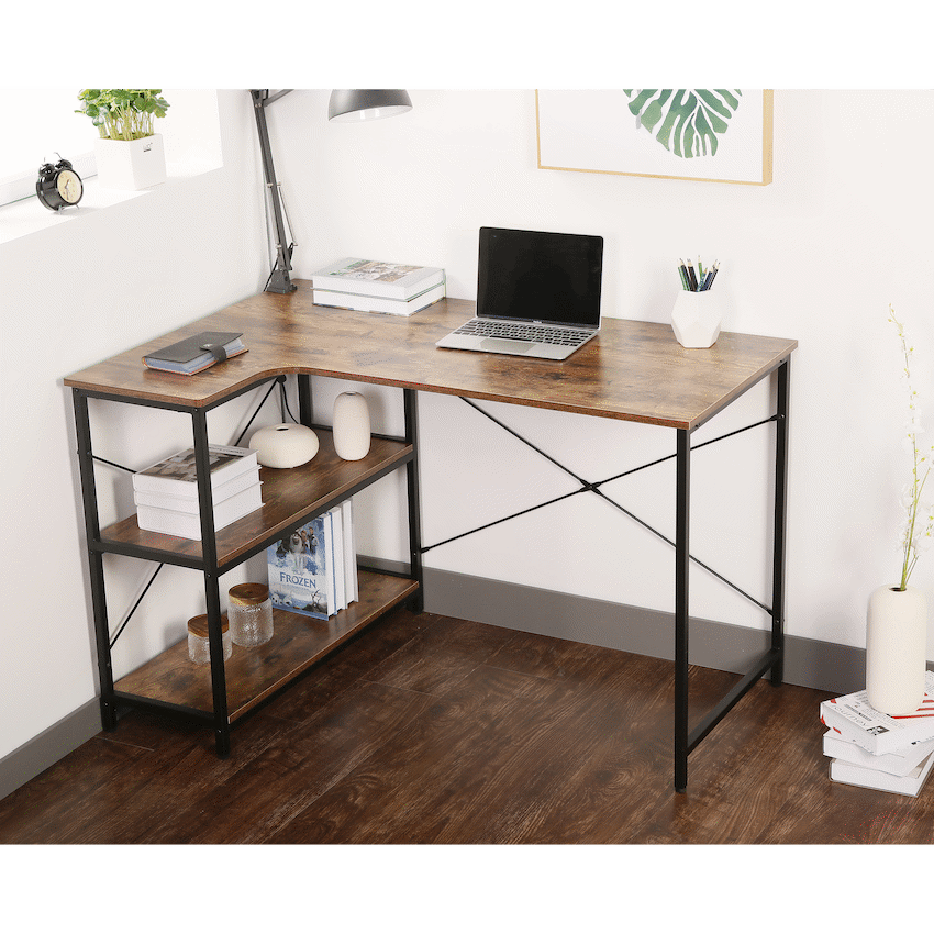 Everfurn Anthony L-Shaped Corner Work Desk - Steel Frame - Image 5