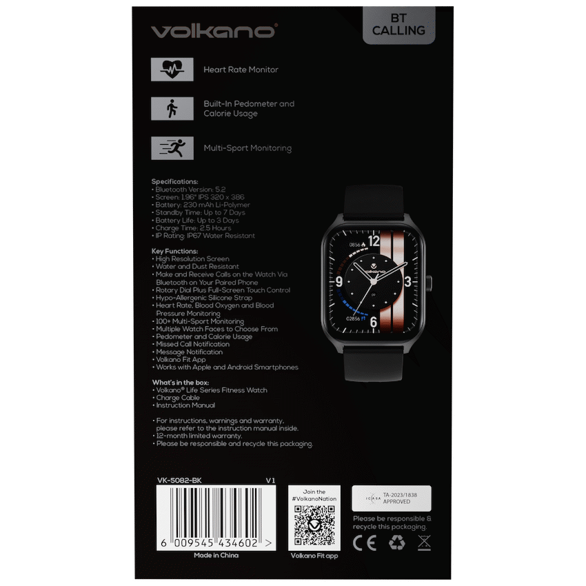 Volkano Life Series Smart Watches - Black - Image 5