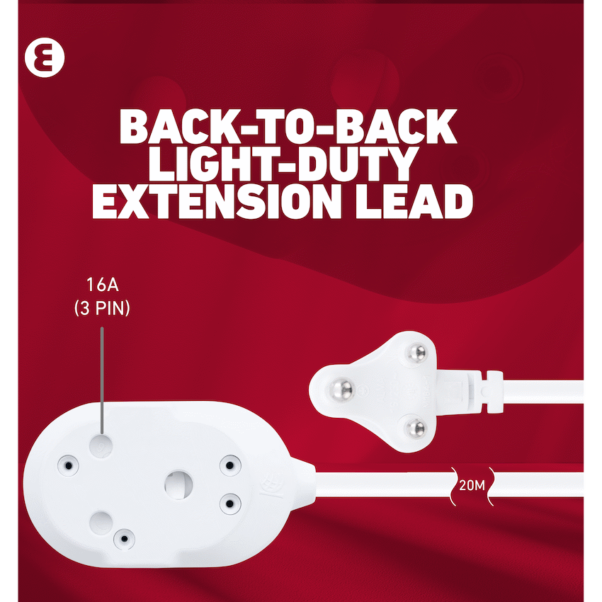 Ellies Back to Back Light Duty Extension Lead-20M - Image 5