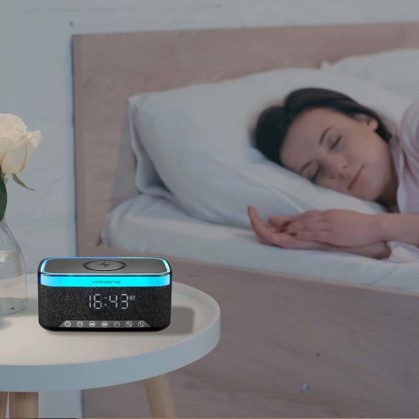 Volkano Radiant 2 Alarm Clock with Wireless Charging and Speaker - Black - Image 5
