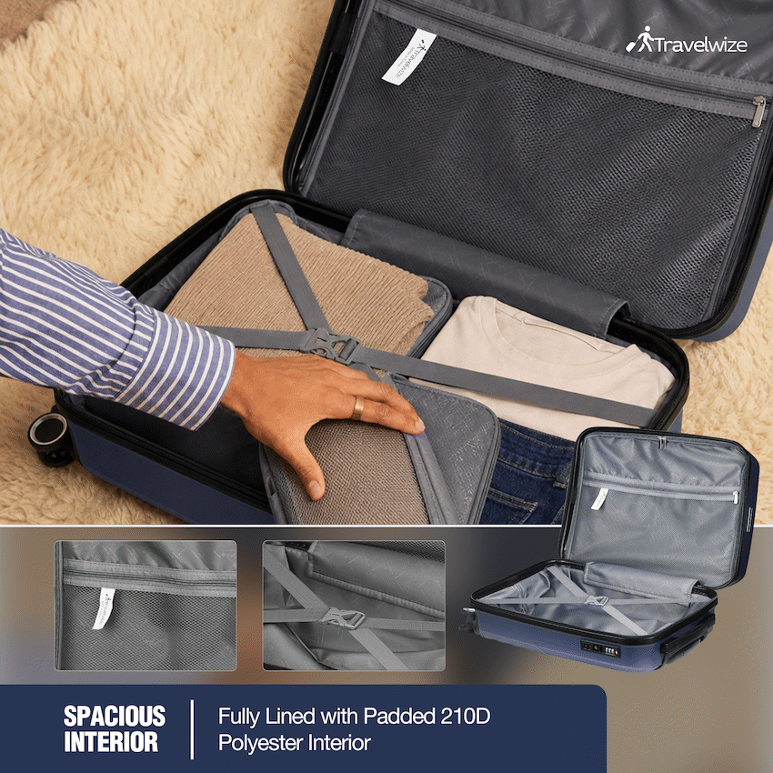 Travelwize Quartz PP 55cm 4-Wheel Spinner Luggage - Navy - Image 5