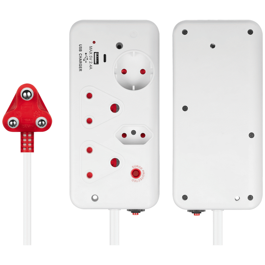 Ellies 4-Way Surge Multiplug with USB-A+USB-C 0.5m - WT - Image 5