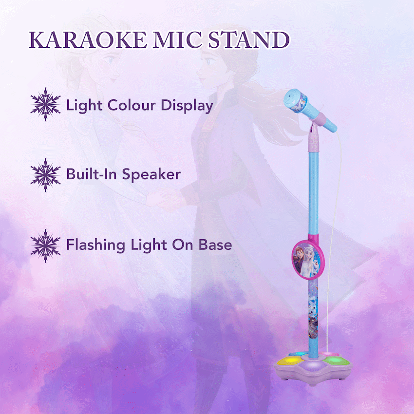 Disney Frozen Auxiliary Star Karaoke Microphone Stand with Colourful Lights - Image 5