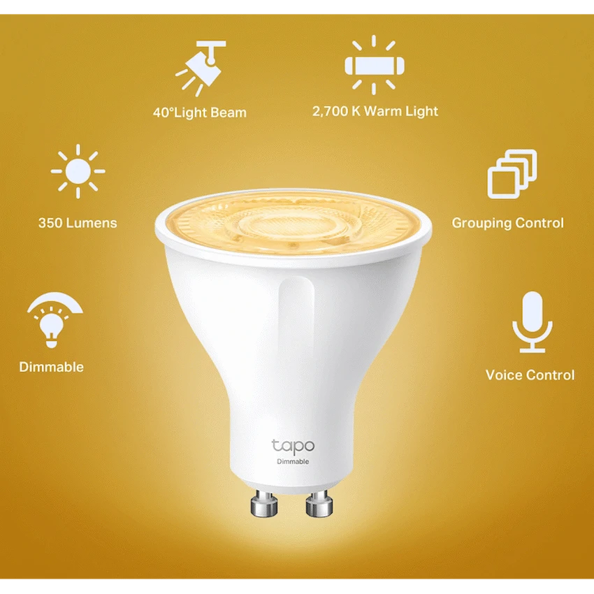 TP-Link Tapo L610 2.9 Smart Wi-Fi Bulb 2.9W Warm White, Dimmable, GU10 - Image 5