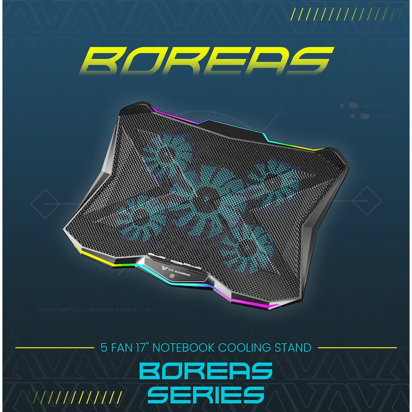 VX Gaming Boreas Series 5-Fan 17" Notebook Cooling Stand - Image 5