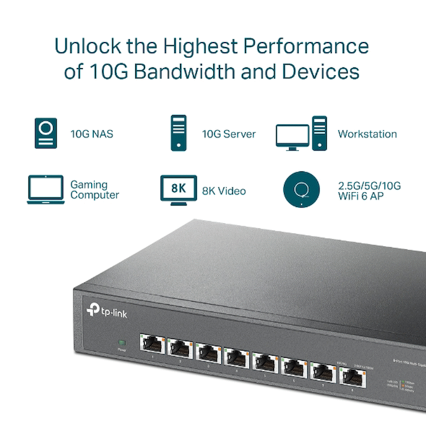 TP-Link TL-SX1008 8-Port 10G Multi-Gigabit Desktop/Rackmount Switch - Image 5