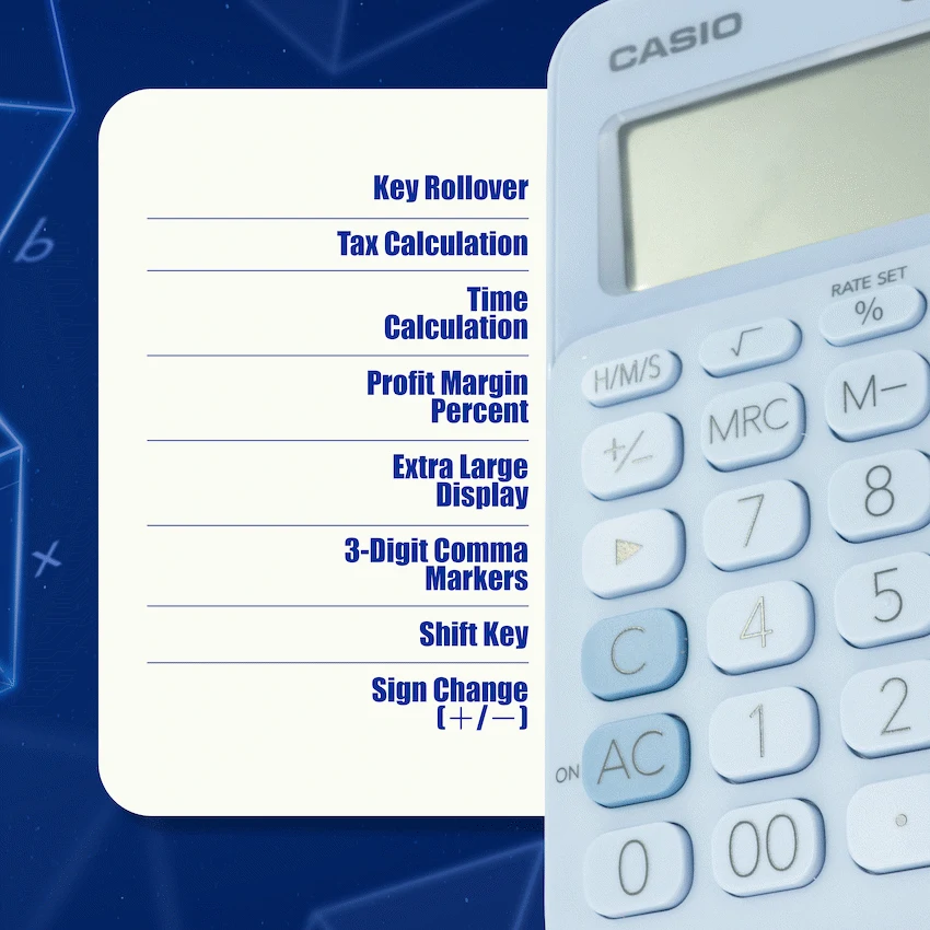 Casio MS-20UC - Desktop Calculator 12-Digit - Light Blue - Image 6