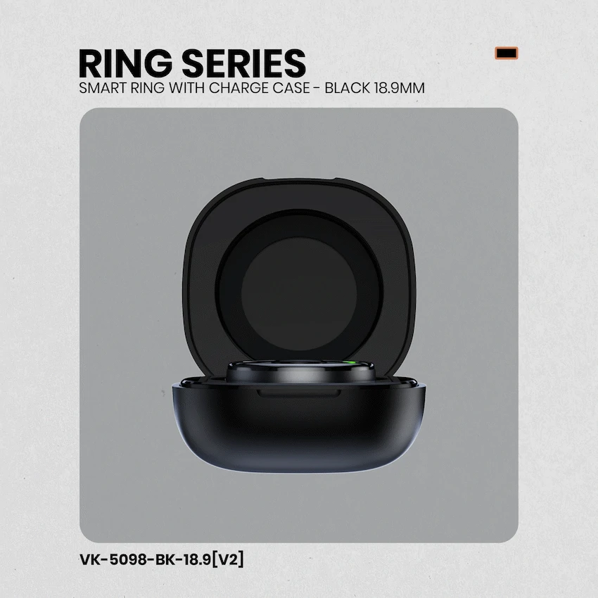 Volkano Ring Series Smart Ring with Charge Case - Black 18.9mm - Image 6