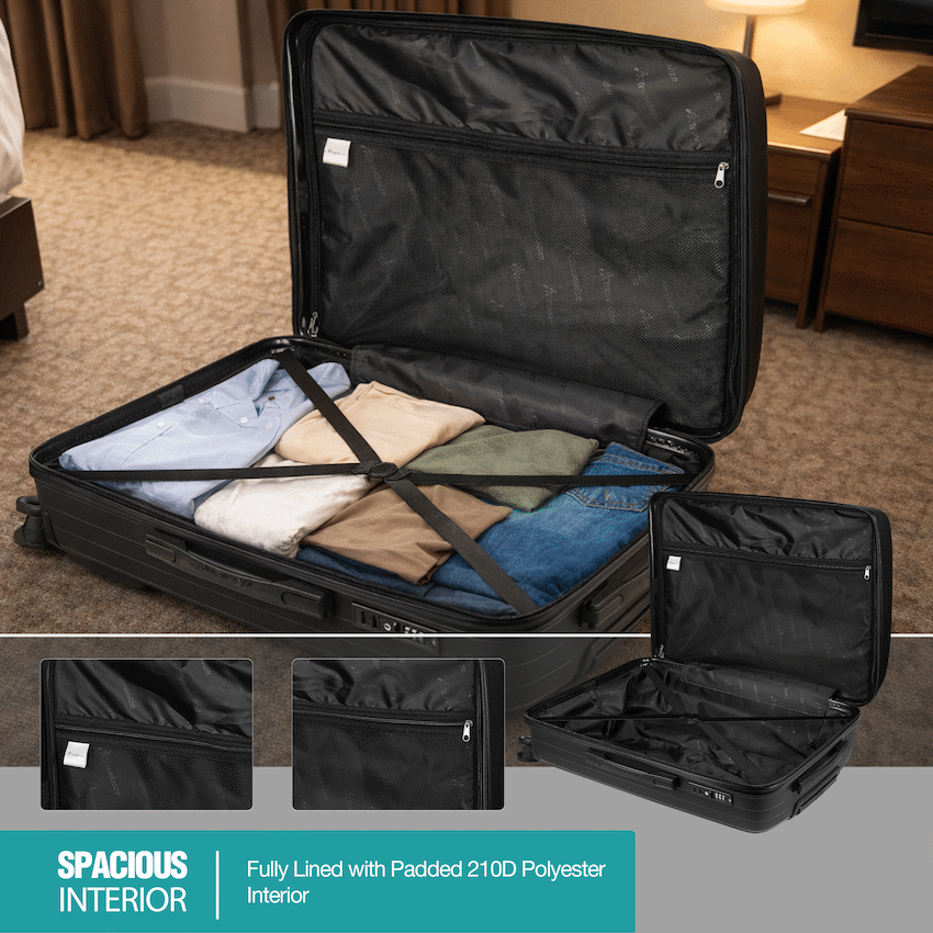 Travelwize Ripple PP 4-Wheel Spinner 55cm Luggage - Black - Image 6
